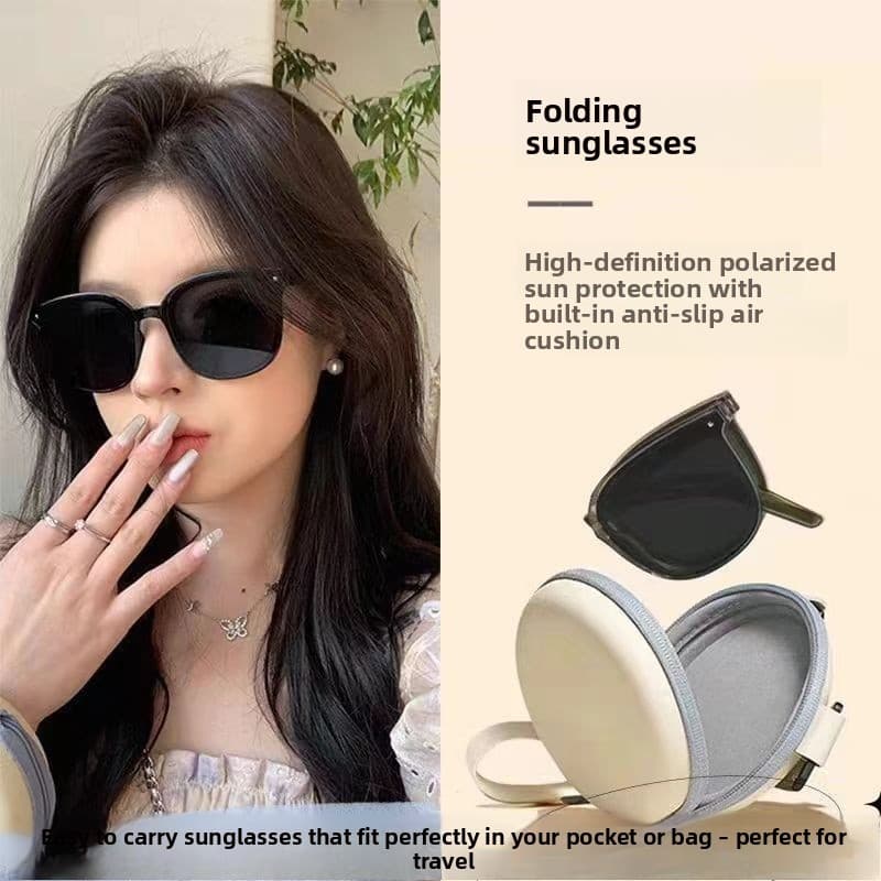 Óculos de sol dobráveis femininos de alta qualidade, protetor solar, influenciador da moda, óculos dobráveis, aparência