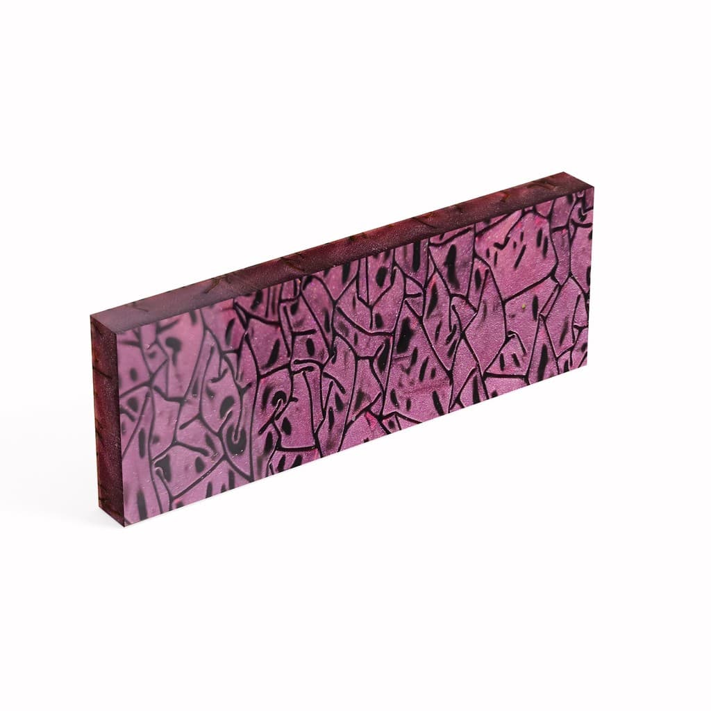 TALA EM ACRILICO PARA CABO DE FACA 10MM 15 X 5CM ROSA/PRETO