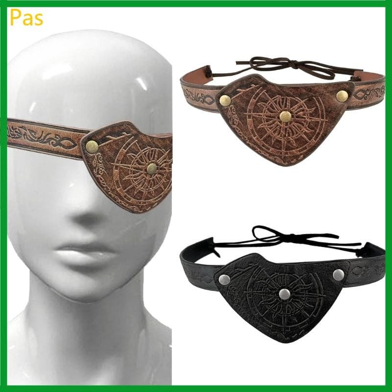 Masculino Medieval Relevo Tapa-Olhos Couro Cobre Pirata