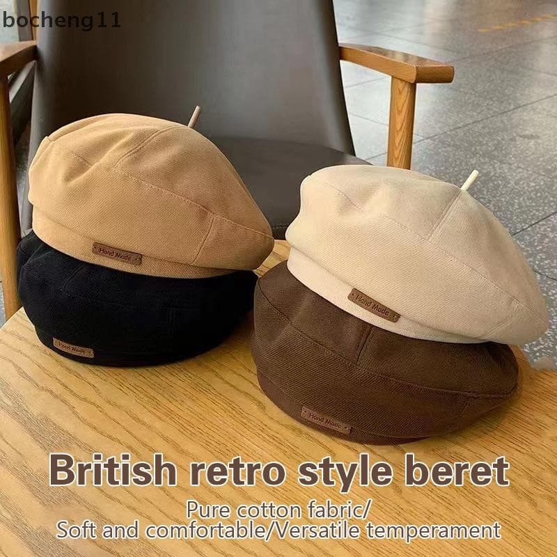 bo Chapéu De Pintor Ao Ar Livre Britânico Francês Cem Couro Etiquetado Boina Feminina Outono Inverno cheng