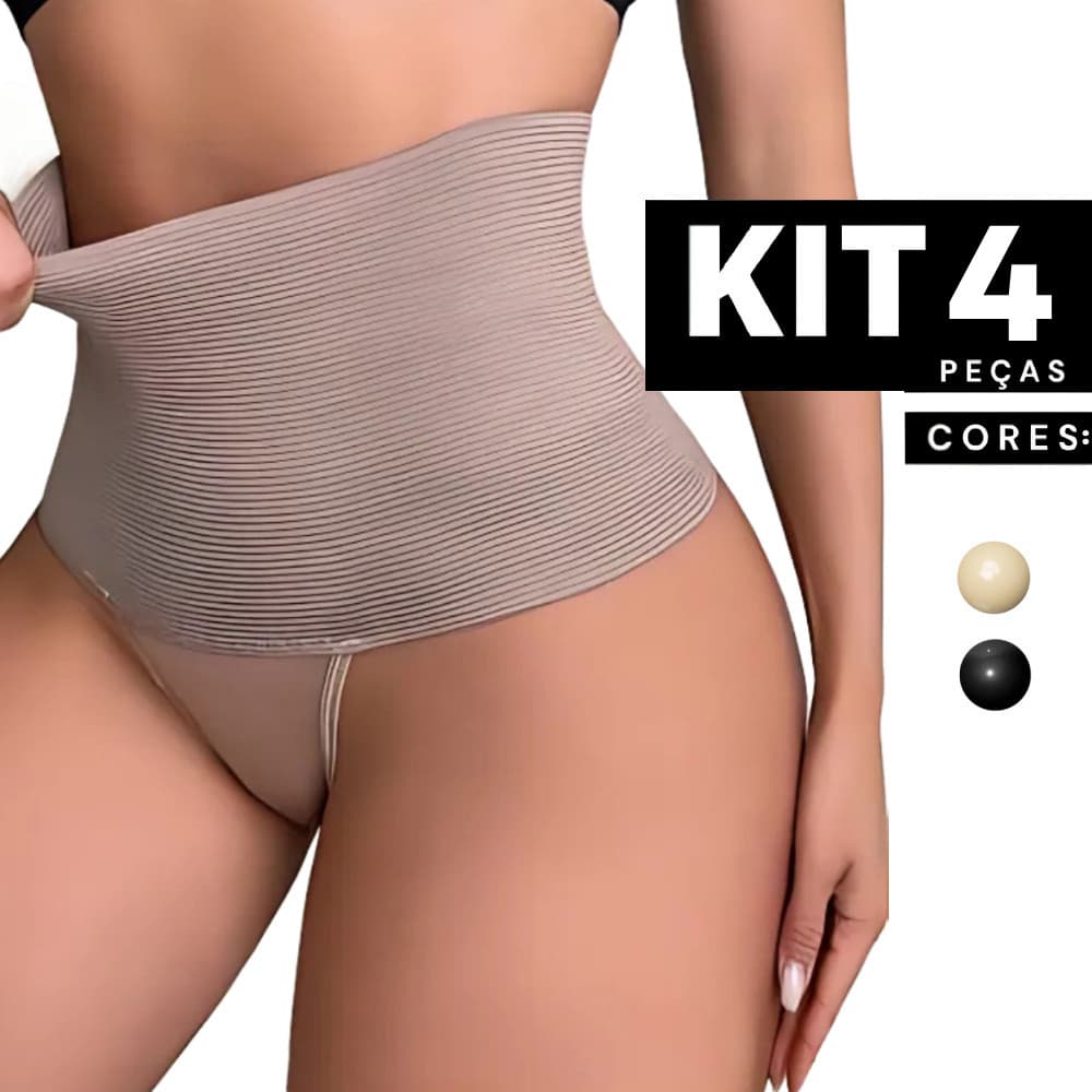 Kit 2 à 4 Calcinha Cinta Modeladora Zero Barriga Confortável Reduz Medidas Sem Marcar