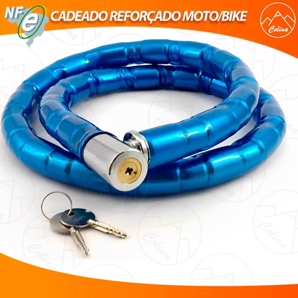 Trava Cadeado 22mm Aço 1M Moto Bike Nano Shop