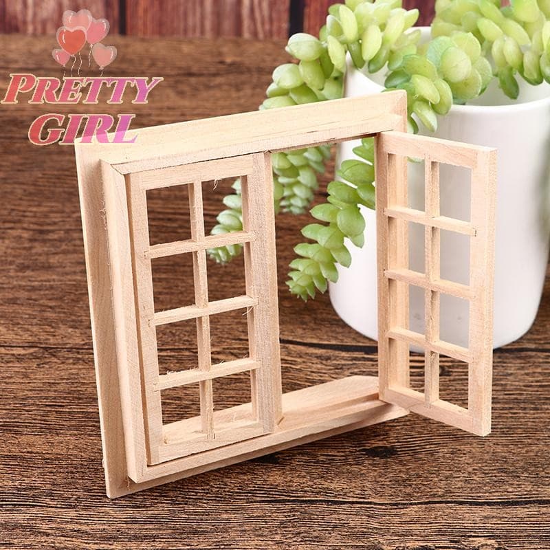 [Pretty ggirl] Janela De Porta Em Miniatura Para Casa De Bonecas 1 : 12 , 16 Grades , Modelo Quadrado , Decoração De [No