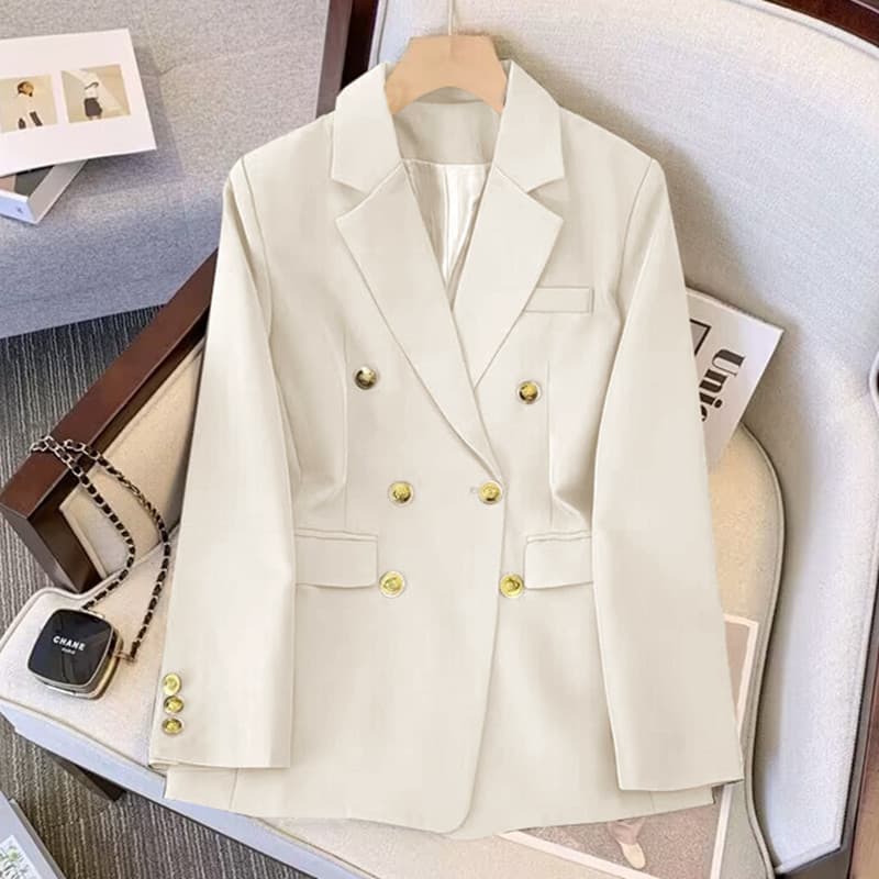 Off-White Casual Pequeno Terno Jaqueta Feminino Design Nicho Solto Top Terno de Estudante