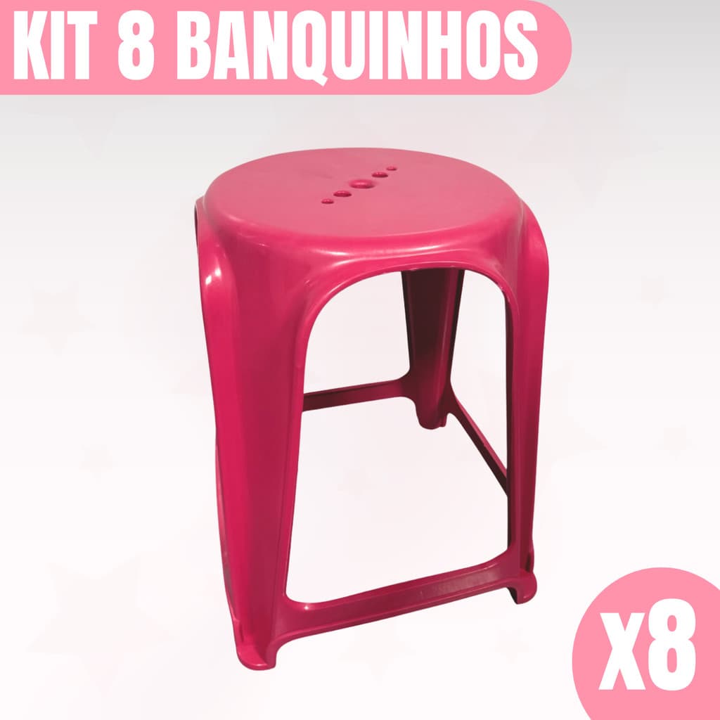 Kit Com 8 Banquetas Bancos Resistentes Para Casa Varanda Jardim Rosa 120kg