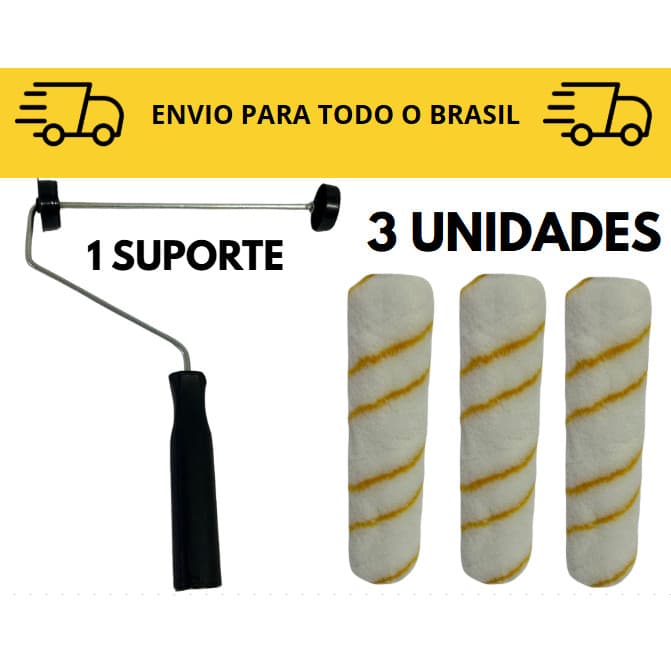 Kit Completo de Pintura / 3 Rolos de Pintura Anti Respingo com 1 suporte / Pintura / Kit de pintura
