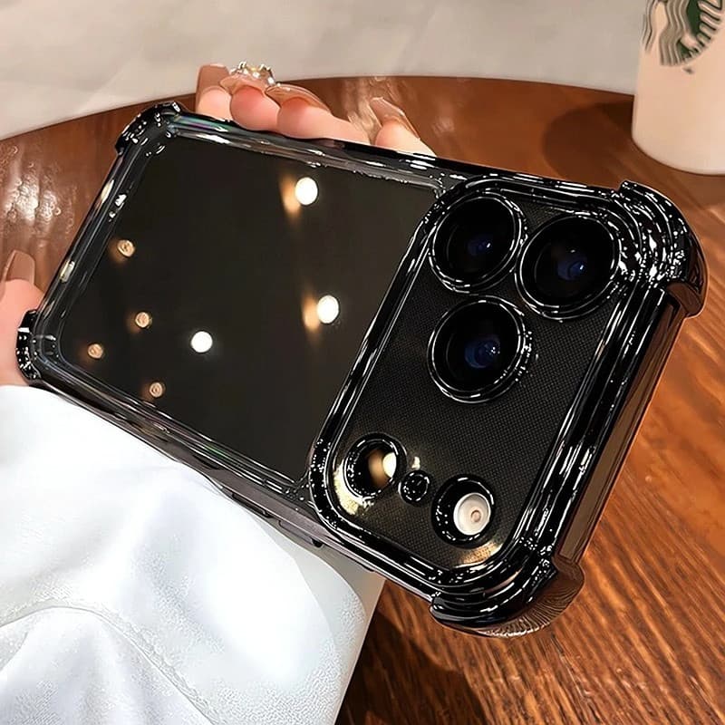 Luxo Galvaniza À Prova De Choque Transparente Caso De Telefone Para iPhone 11 12 13 14 15 16 17 Pro Max Plus Ar Claro Pá