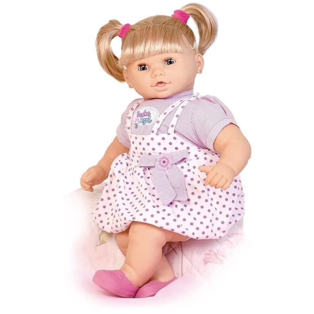 Boneca Bebê Reborn Sonho Azul Fala 120 Frases Cabelo Loira