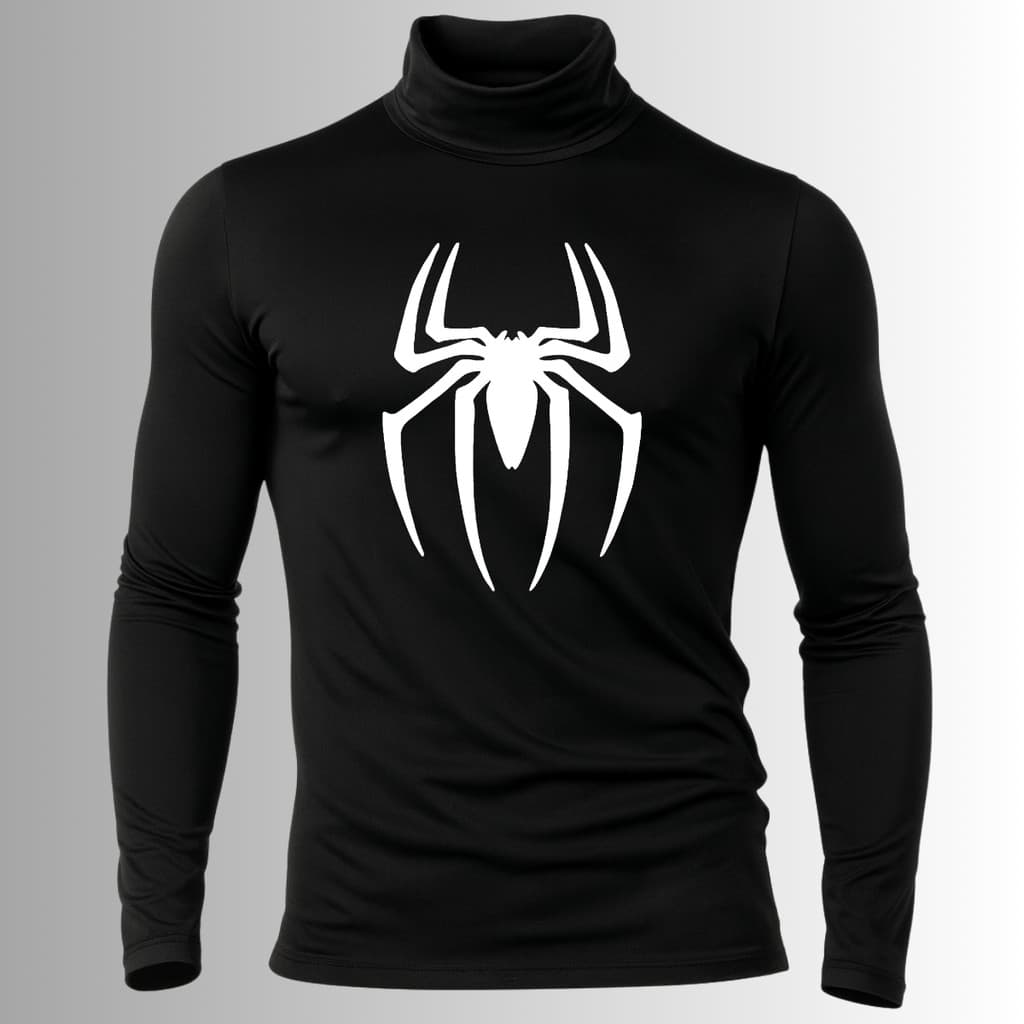 Camiseta Proteção UV +50 Manga Longa Gola Alta Spider Man Homem Aranha Herói