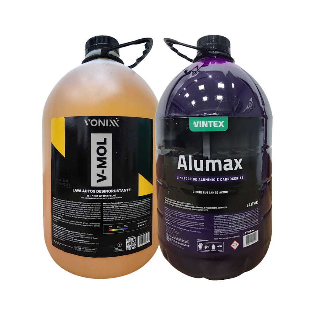 Shampoo Lava Autos V-mol + Desengraxante Automotivo Alumax 5 Litros