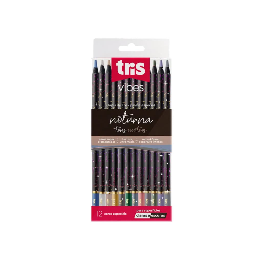 LAPIS DE COR VIBES NOTURNA TONS NEUTROS 12 CORES TRIS