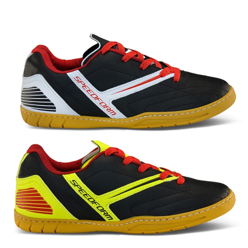 Kit 2 Chuteiras Masculina de Futsal Indoor Cabedal de Couro Braqueada e Solado Emborrachado