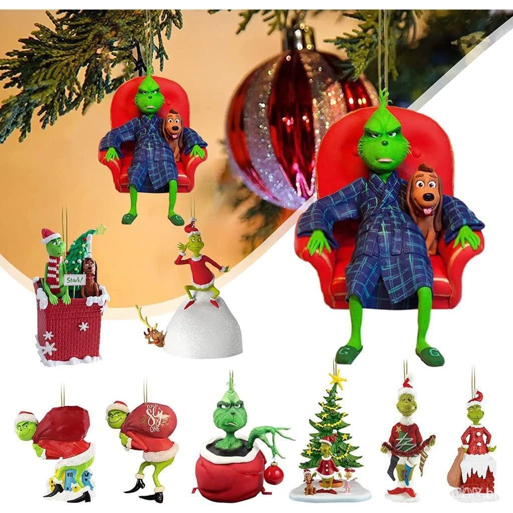 Grinch Verde, Enfeite de Árvore de Natal, Decoração Suspensa para Casa, Material Acrílico 6WHO