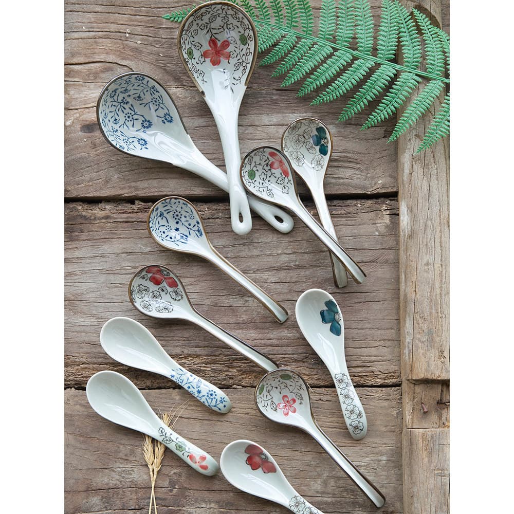 Estilo japonês quatro estações Underglaze cor japonês utensílios de mesa único criativo pintado à mão doméstico colher d