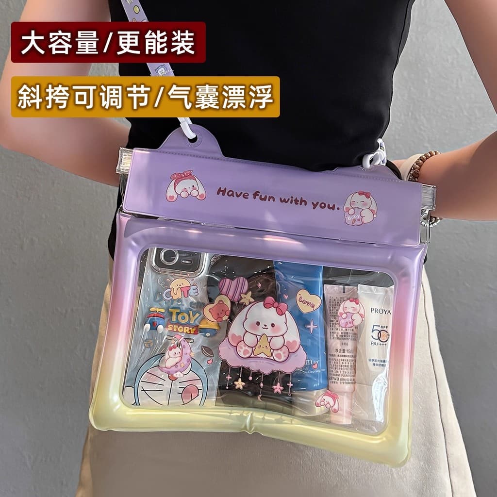 Bolsa à prova d'água para celular de desenho animado pode tela sensível ao toque de corpo cruzado Capa à prova d'água de