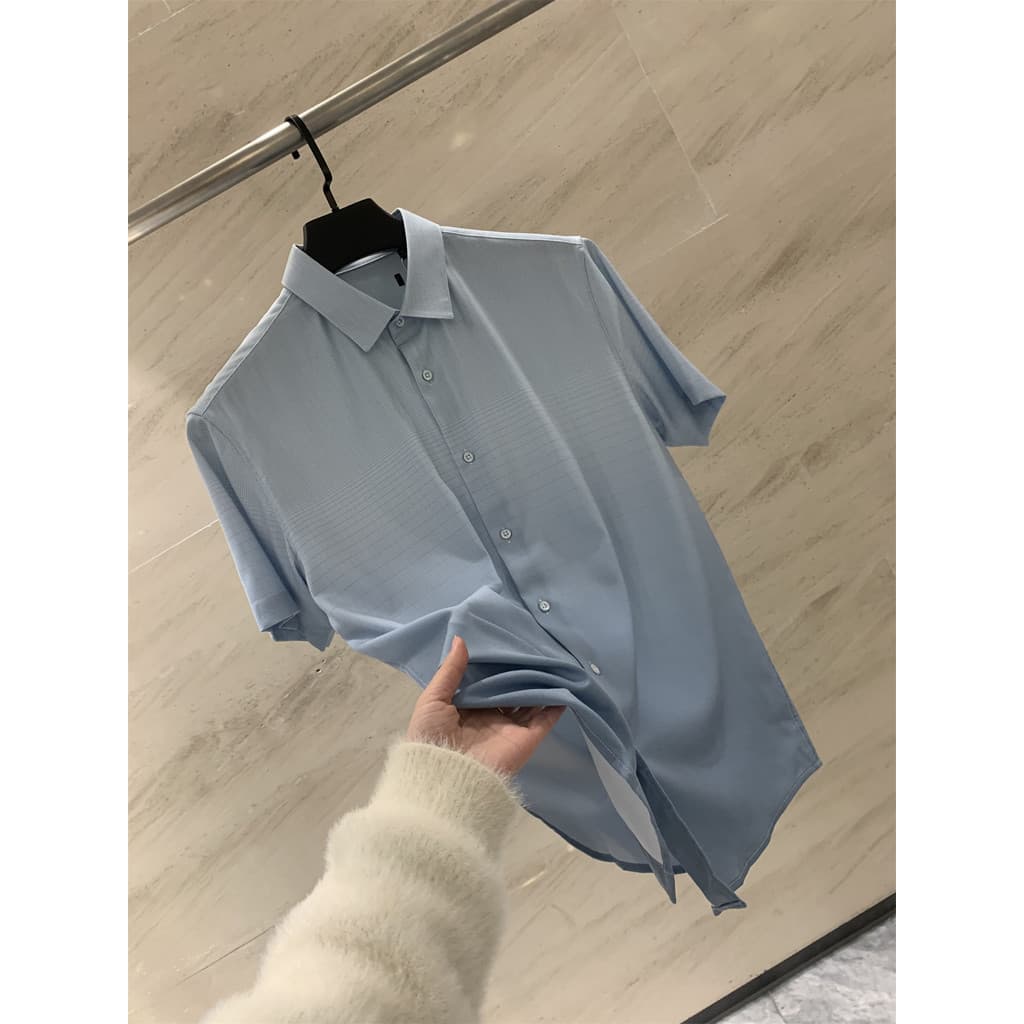 Série Gradiente Cut Label Sea Series!Clássico All-Match verão novo estilo masculino Casual camisa de manga curta