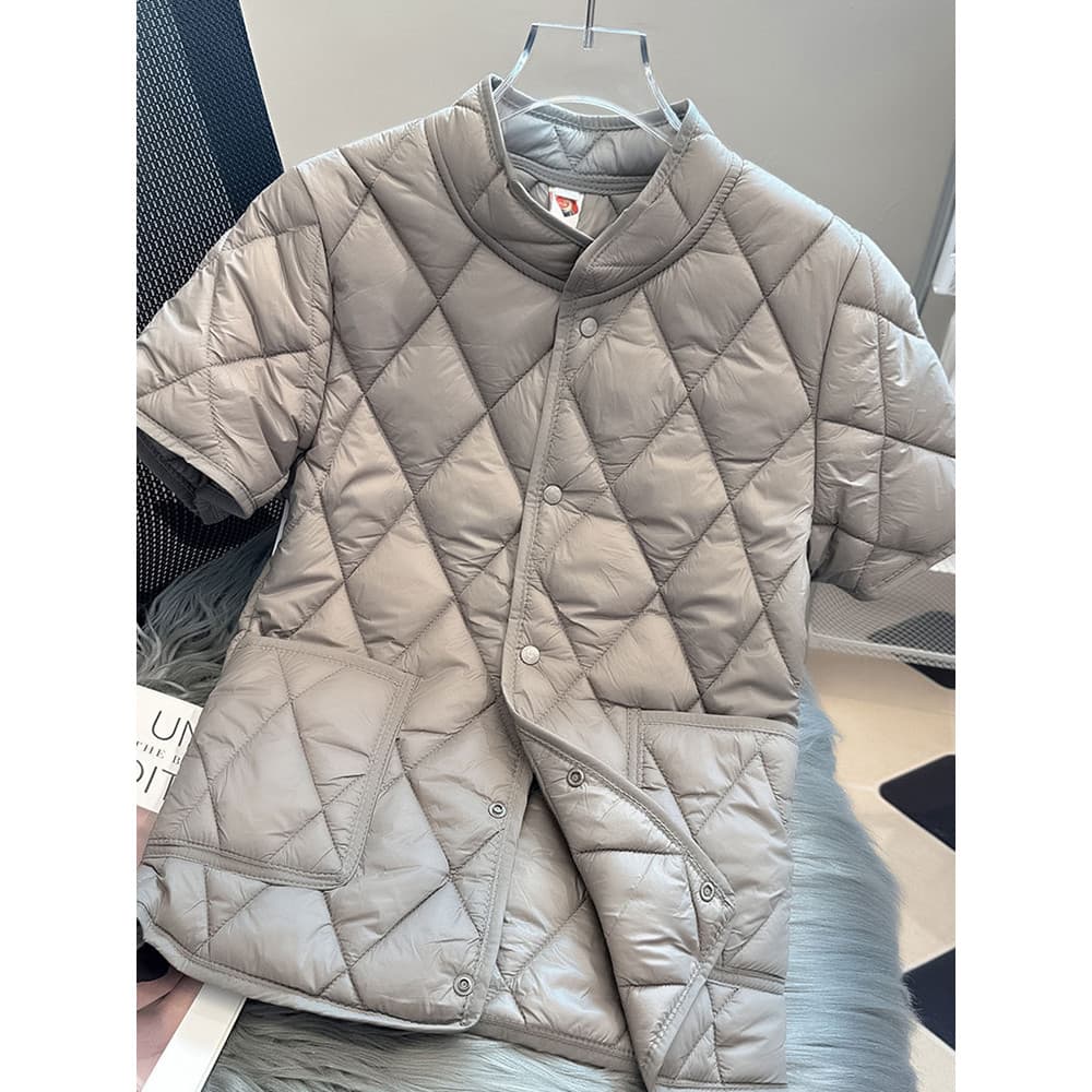 Jaqueta acolchoada de meia manga colete feminino outono inverno novo estilo gola alta quente proteção de ombro colete ma