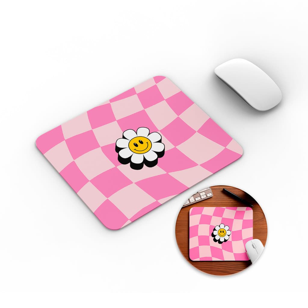 Mousepad 25x18cm Xadrez Rosa Cute Estampa Feminina Mouse Pad Grande RGB