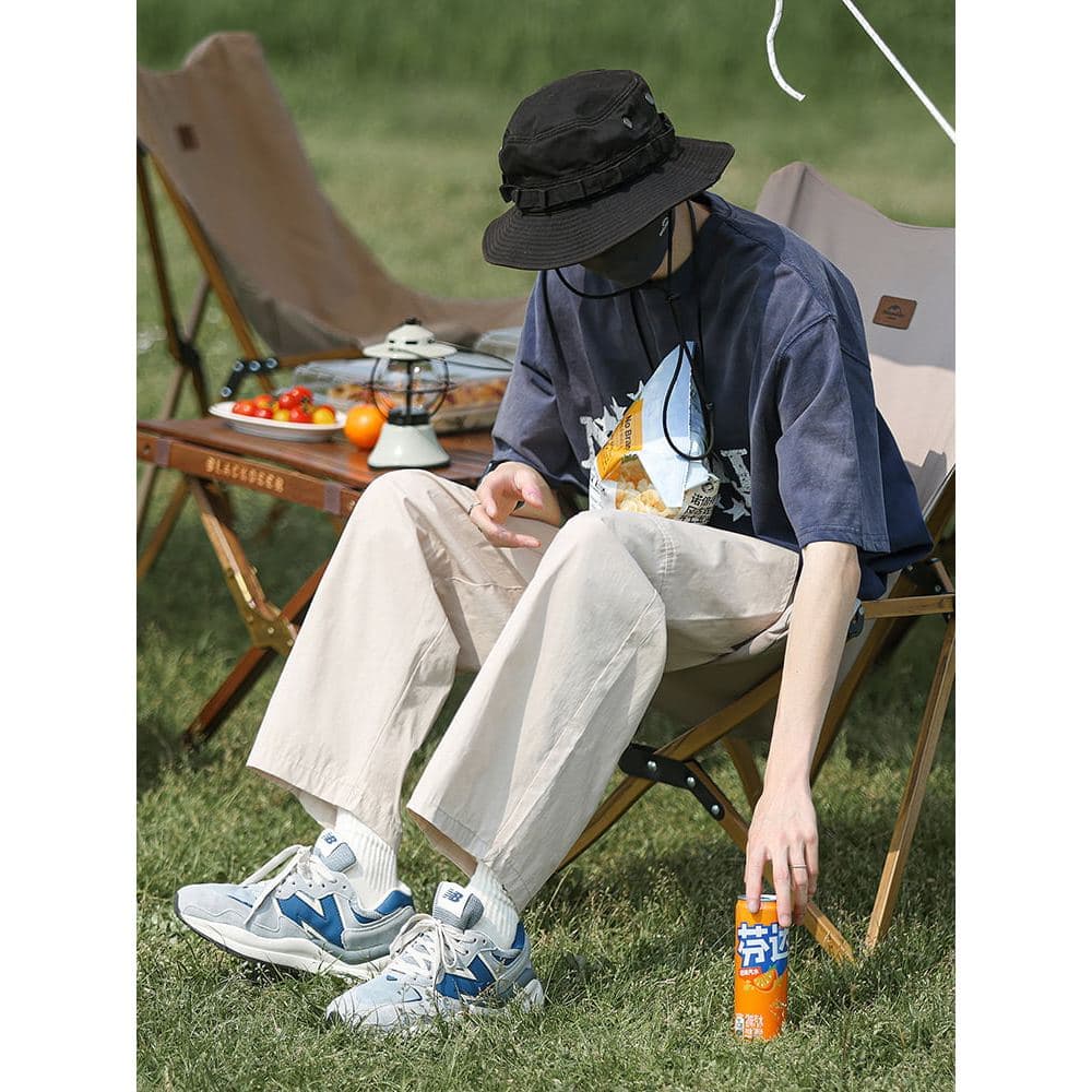 Japonês Retro macacão masculino verão estilo fino americano High street street street Wear solto perna larga em linha re