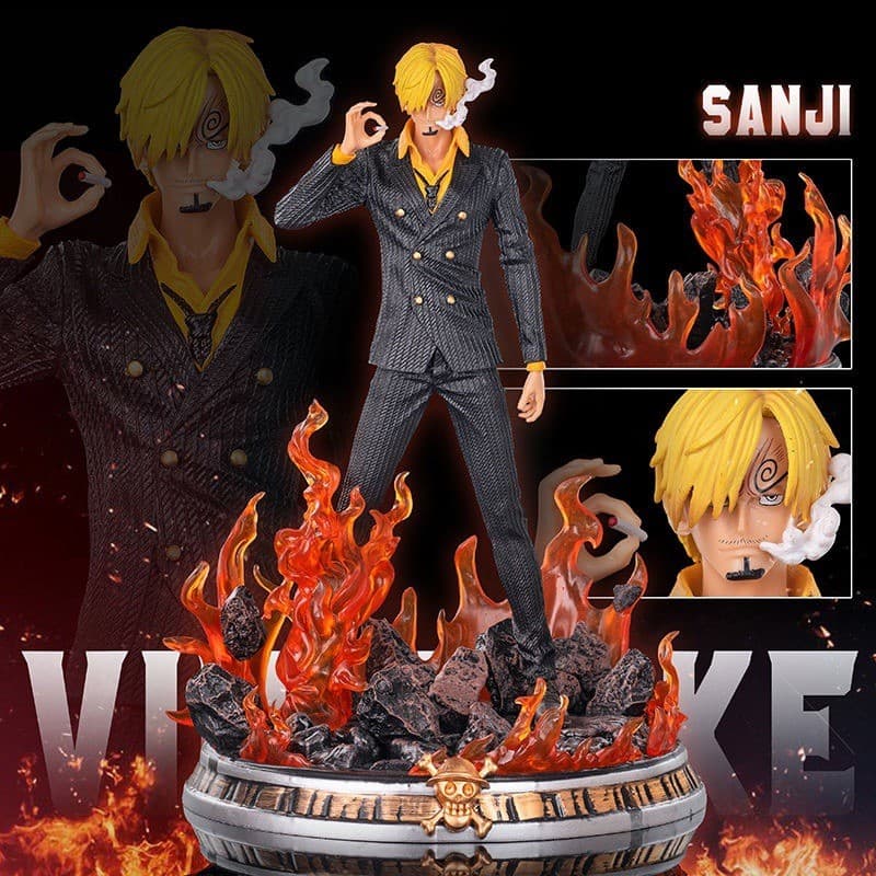 Pé preto de uma peça Sanji GK Fantasia Yamaji com Base modelo de Anime ornamentos presentes periféricos