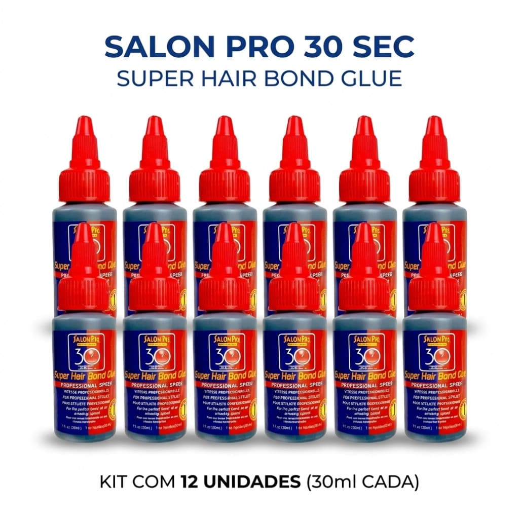 Kit 12/15 Unidades Cola Alongamento Capilar Salon Pro 30 Segundos | Profissional para Salão de Beleza e Revenda