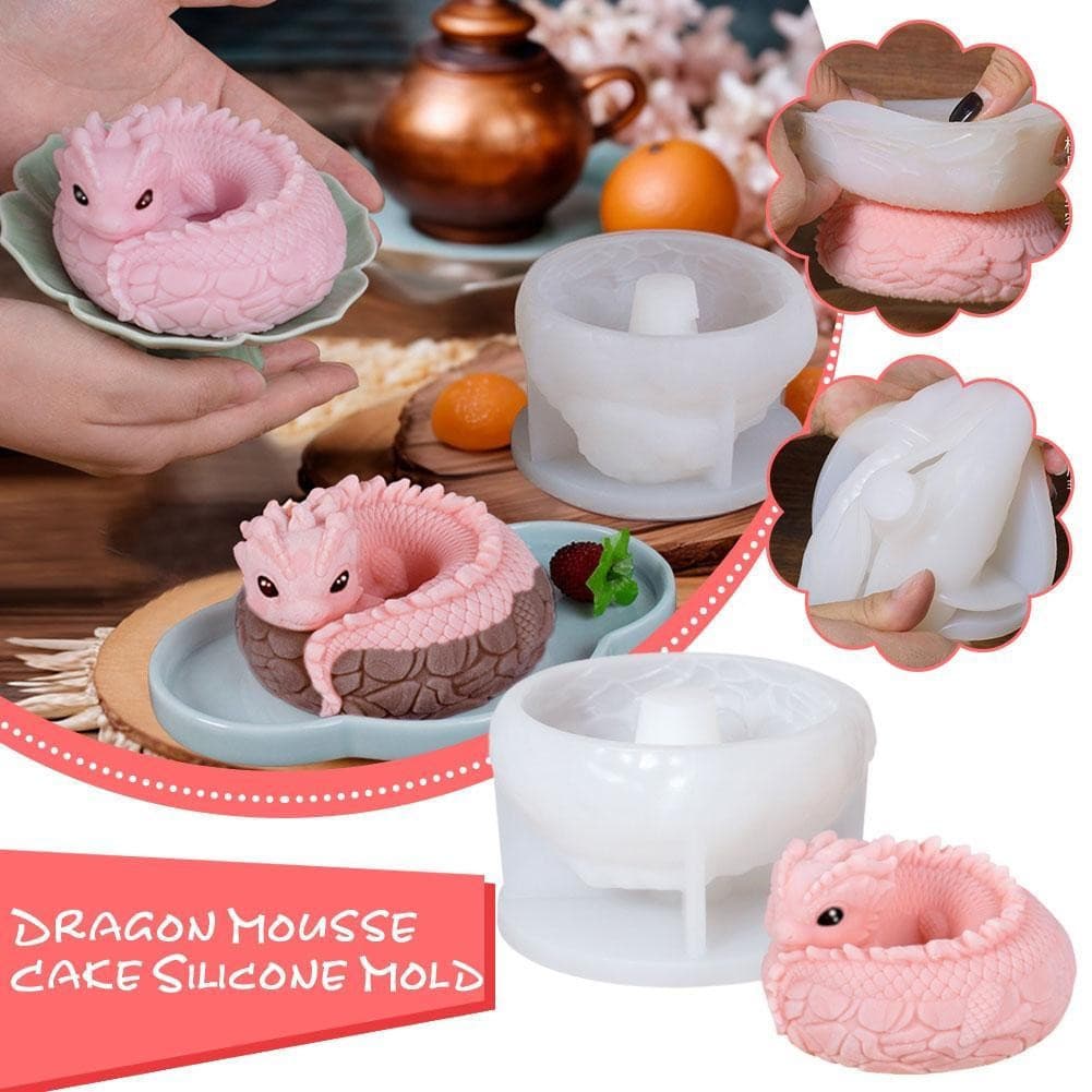 Moldes De Silicone Em Forma De Dragão Escuro , Mousses , Ferramenta De Molde De Bolo Para Limpeza Fácil , Cozimento H2q6
