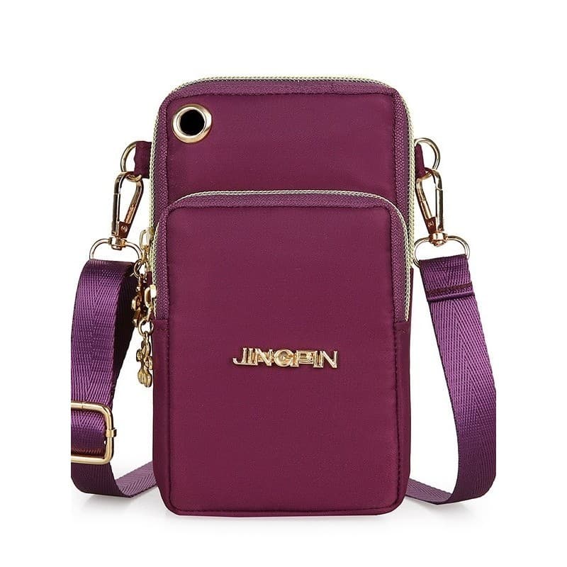Bolsa Diagonal de três camadas para celular, bolsa de ombro para moedas, esportes ao ar livre, braço, tela grande, bolsa
