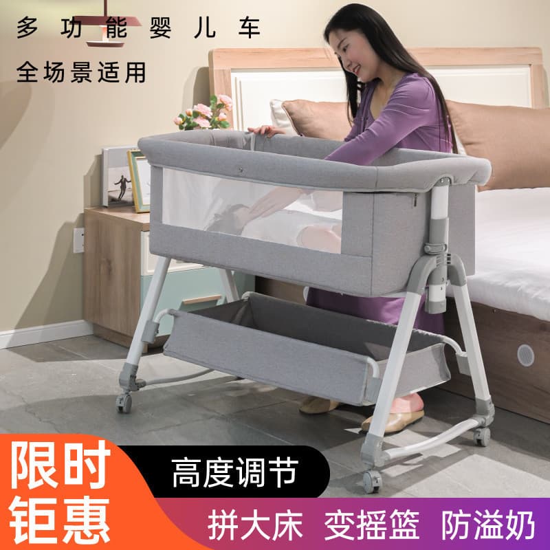 Berço portátil multifuncional estilo europeu berço recém-nascido cama removível dobrável costura cama grande