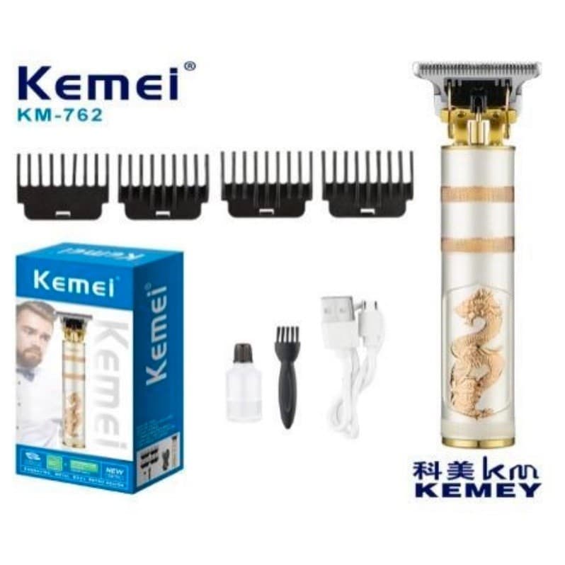 Máquina De Acabamento Kemei KM-762 Dragão Vintage Sem Fio Recarregável USB
