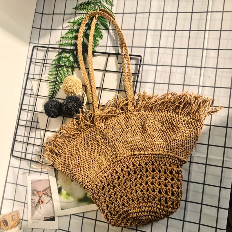 Bolsa 2025 novo estilo influenciador venda quente All-match palha tecido saco de ombro feminino grande capacidade portát