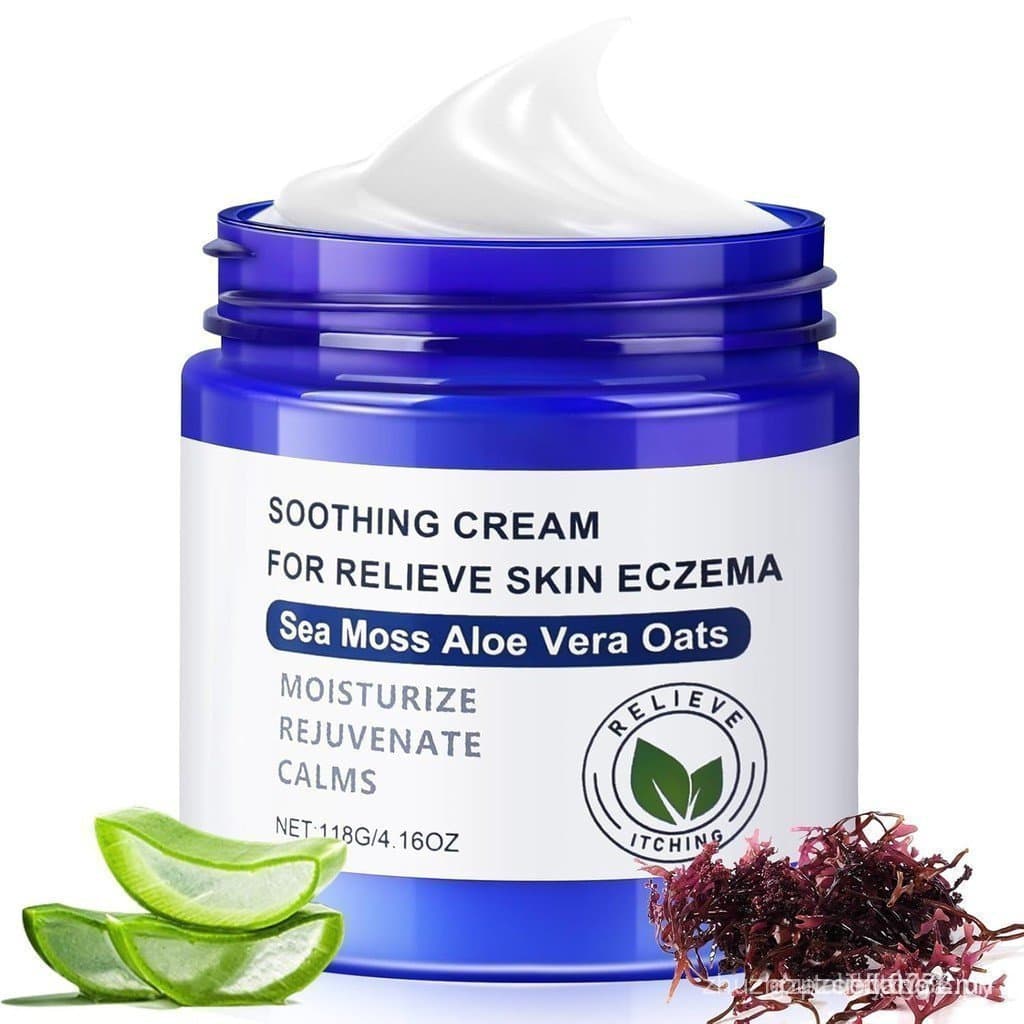 Acalme a sua pele com o Creme Natural para Eczema feito de Musgo Marinho, Conforto Hidratante para Pele Sensível e Seca