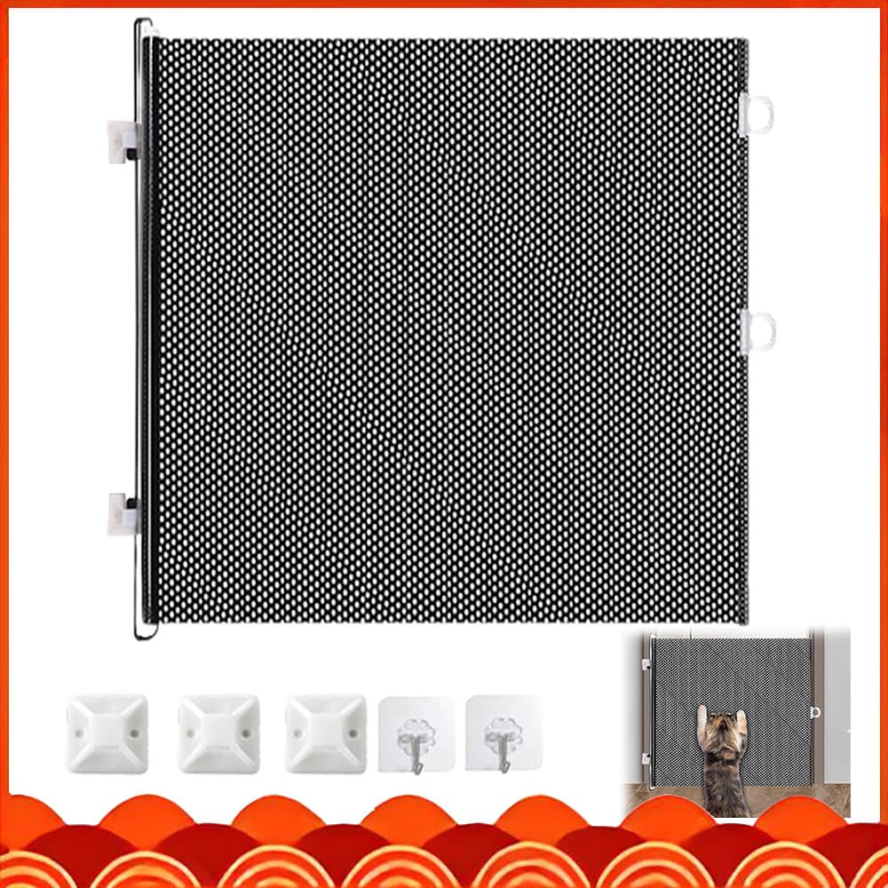1u.  125 x 50 cm Tela de Proteção Retrátil para Portão, Segurança para Pets e Bebês,Grades para Porta e Escada
