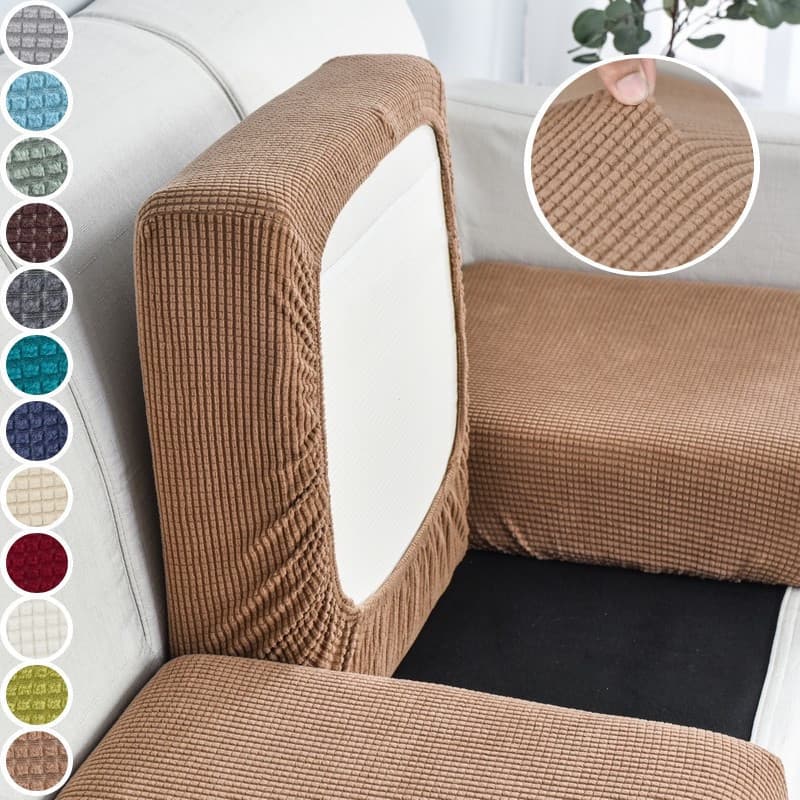Capa De Assento De Sofá De 1/2/3/4 Lugares Elástica Jacquard Em Forma De L Silpcover De Cor Sólida Para Sala De Estar De