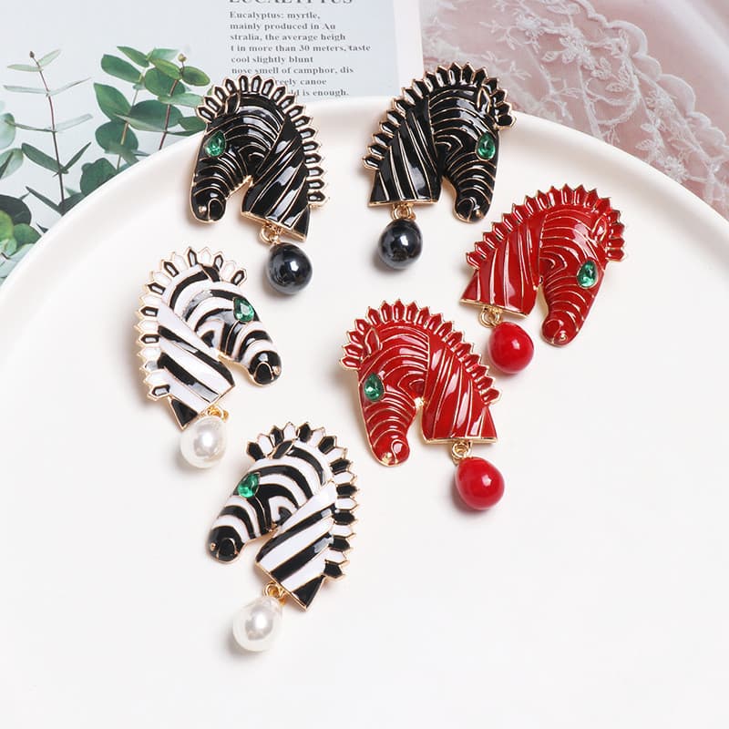 Moda Pérola Pingente Brincos Declaração Grande Preto E Branco Zebra Jóias Para Acessórios Femininos OG153