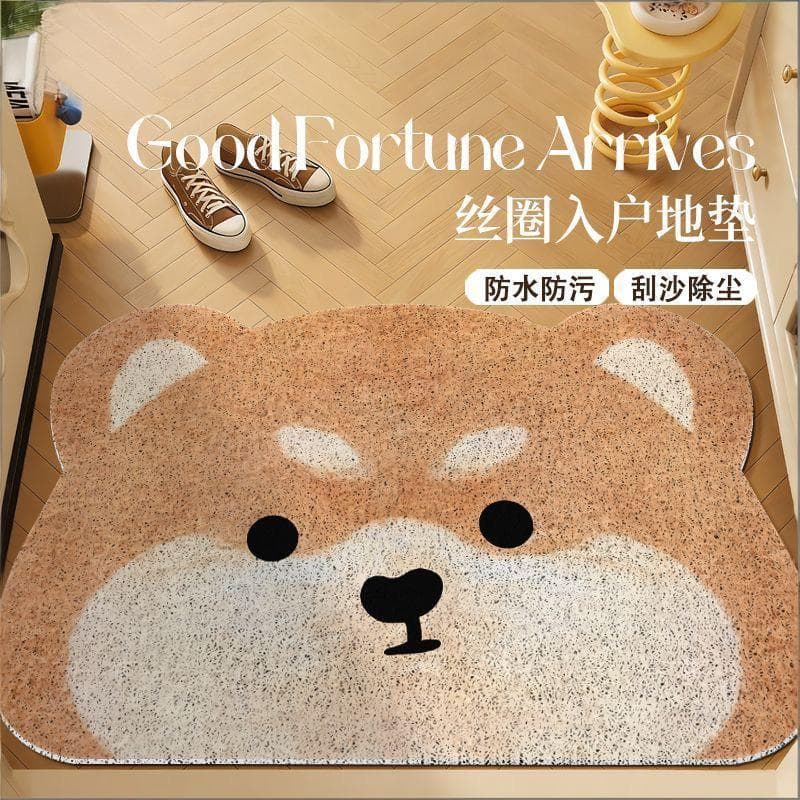 2026 novo estilo Shiba Inu círculo de seda tapete de porta de entrada tapete de pé antiderrapante pode cortar raspagem l
