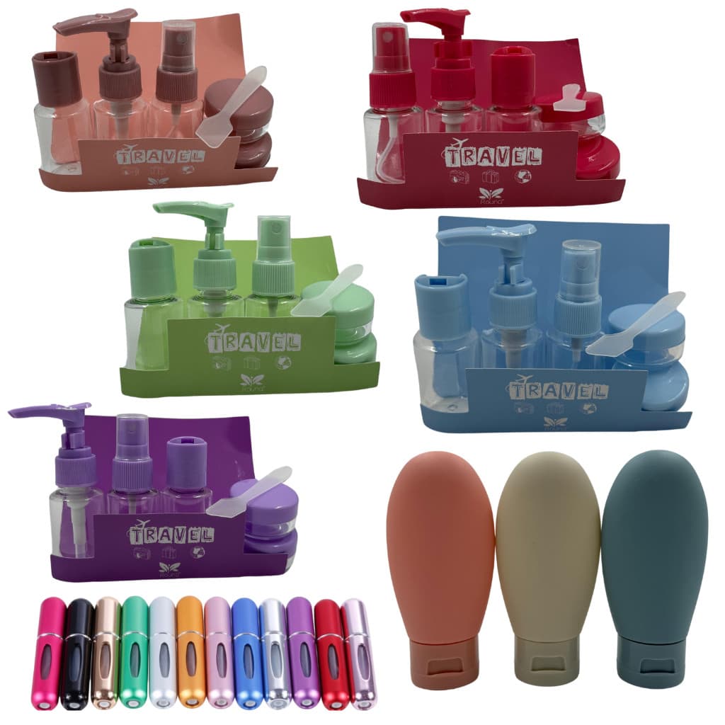 Kit Frascos para Viagem porta creme shampoo + 01 Porta Perfume de Brinde