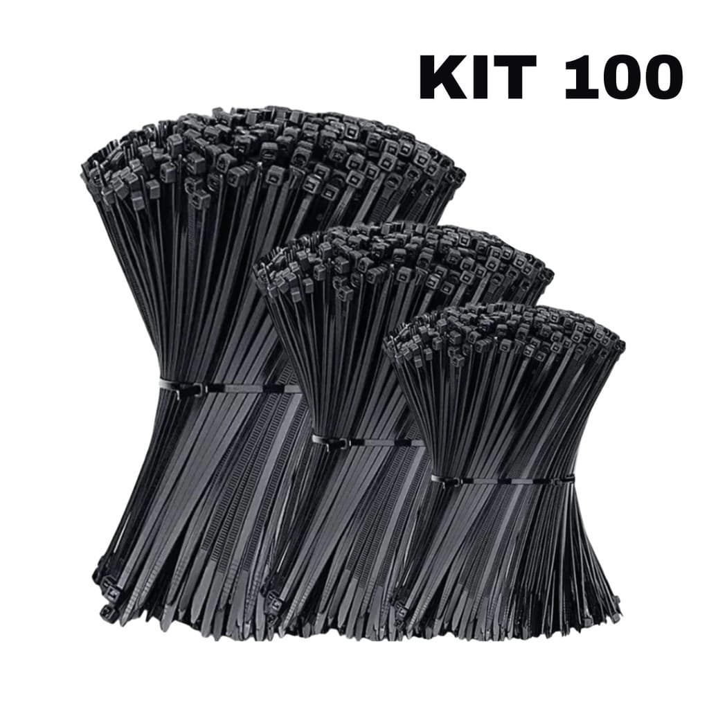 Kit 100 Abraçadeiras Nylon Enforca Gato 4x200mm Reforçada Cabos Fios