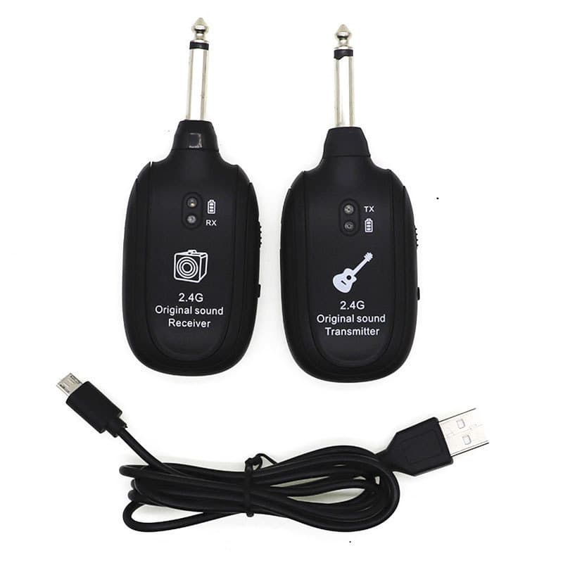 Transmissor e Receptor de Áudio Sem Fio 2.4G para Guitarra e Baixo, Portátil e Recarregável