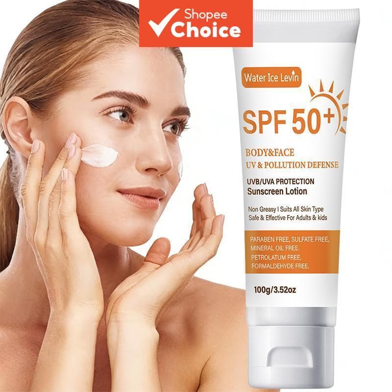 Loção Hidratante Levin com FPS 50+ 100g - Para Corpo e Rosto, Proteção contra Raios UV e Poluição, Não Oleosa, Indicada
