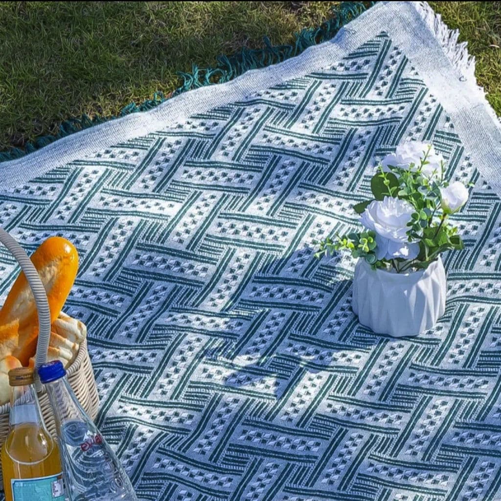 Pano de piquenique francês tapete de piquenique verde estilo é cobertor de praia à prova d'água à prova de umidade tapet