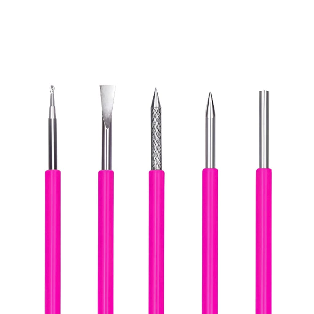 Kit 5 Peças Palito Espátula Inox Para Cutícula Unha Pedicure