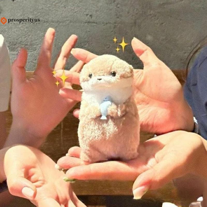 [PPTS] Lontras Fofas De Desenho Animado Segurando Peixe Boneca De Pelúcia Com Corrente Chaveiros Criativos Kawaii Pendur