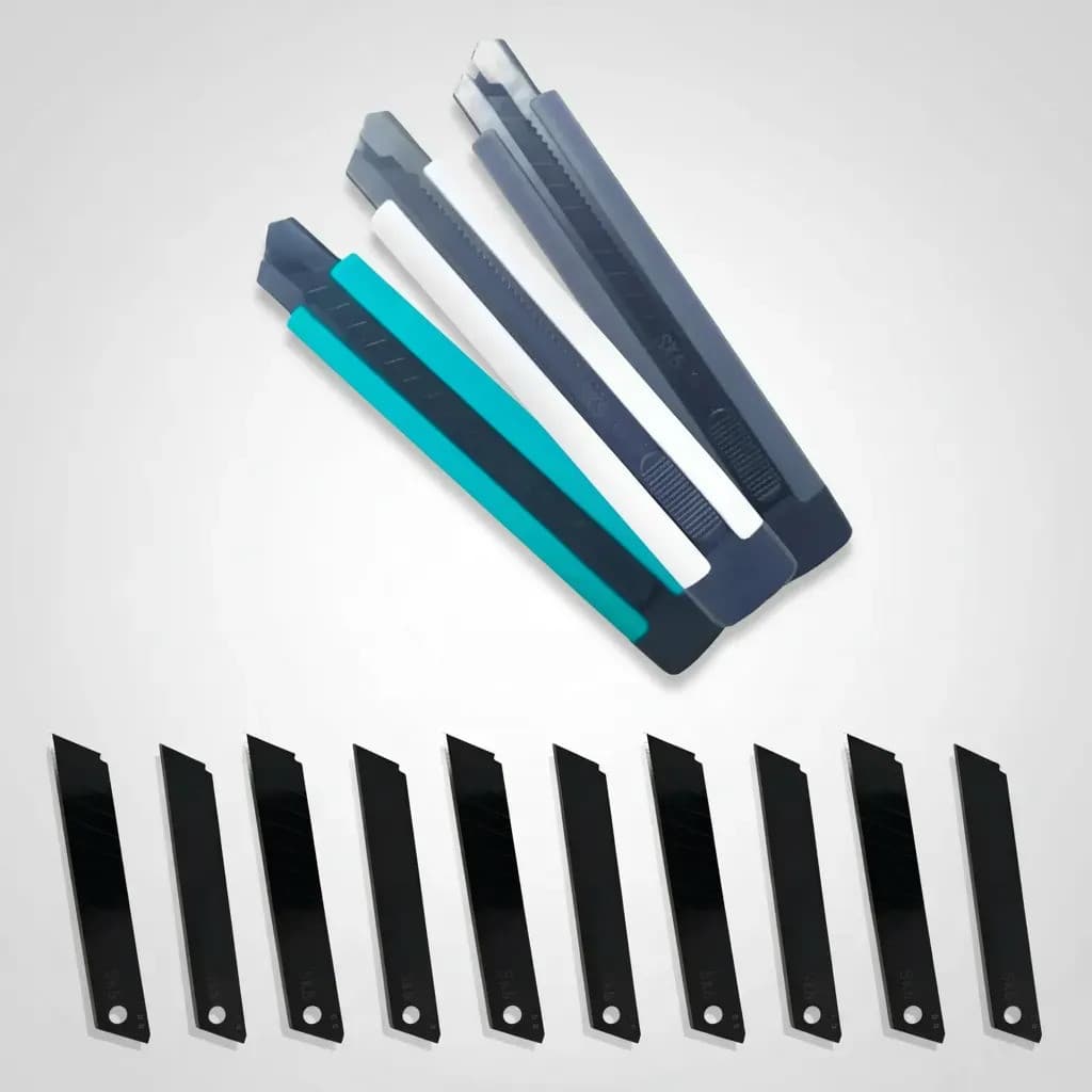 Kit 3 Estiletes 18mm Com Trava Abs 2 Lâminas + 10 Lâminas