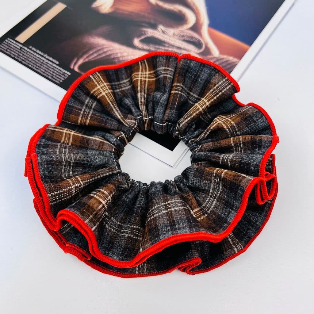 Novo scrunchie xadrez retrô estilo coreano para mulheres, design de nicho de alta qualidade, acessório de cabelo elegant