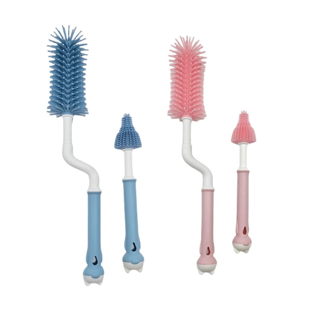 Cabeça de escova de mamadeira de Silicone, escova de limpeza de mamadeira, conjunto de escova de limpeza