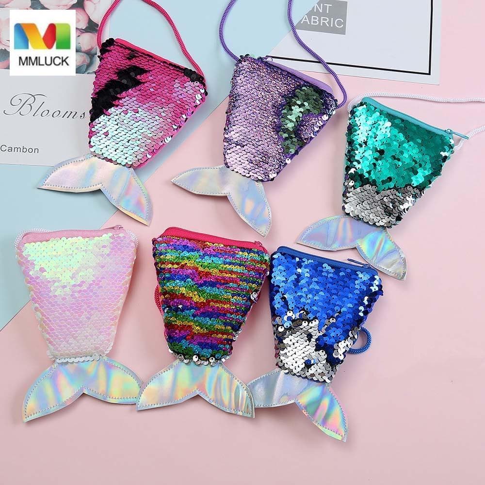 DARBY Bolsa De Moedas De Lantejoulas Cauda De Sereia , Artigos Diversos Dinheiro Crossbody Para Meninas , Capa Protetora