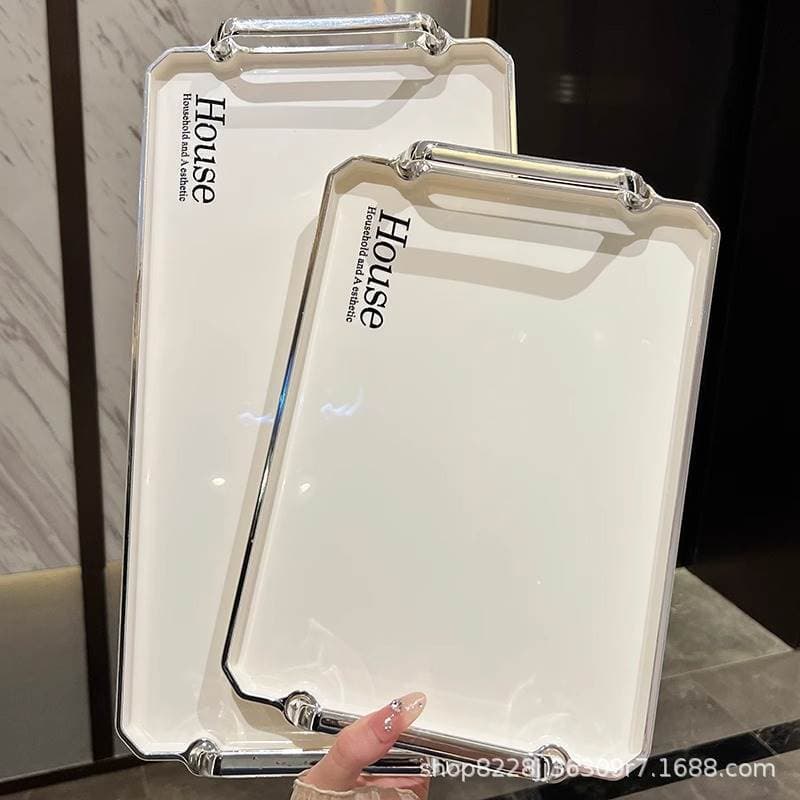 Nova luz de luxo bandeja chá casa sala estar mesa café bandeja retangular colocar xícara chá copo água bandeja armazenam