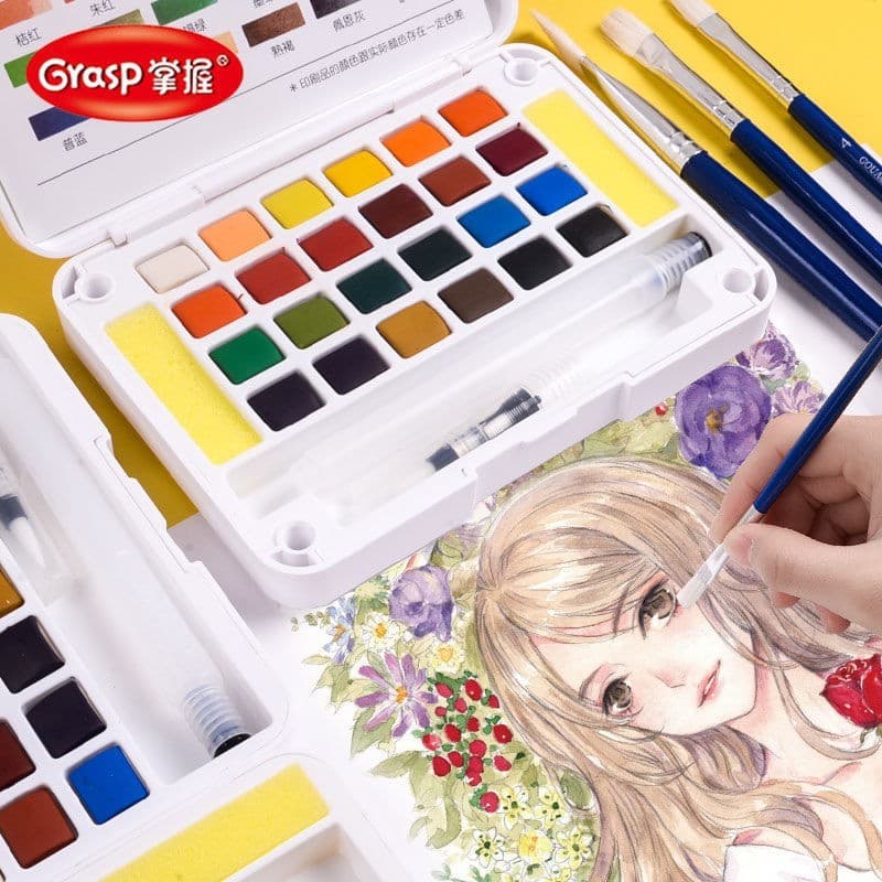 Conjunto de tinta aquarela sólida mestre, 36 cores, estudante, arte profissional, pintura, Manicure, manchas, aquarela s