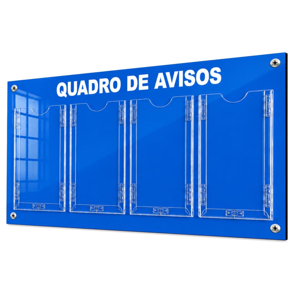Quadro Avisos Gestão Á Vista 4 Displays A4 ACM Azul Telecom