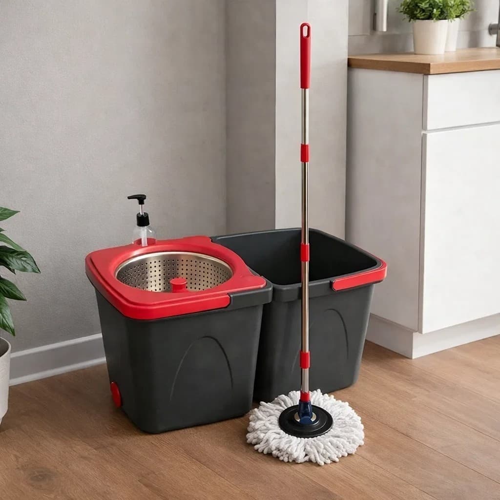 Mop Giratório Profissional Centrífuga Aço Inox 360° Balde Limpeza Piso Casa Refil